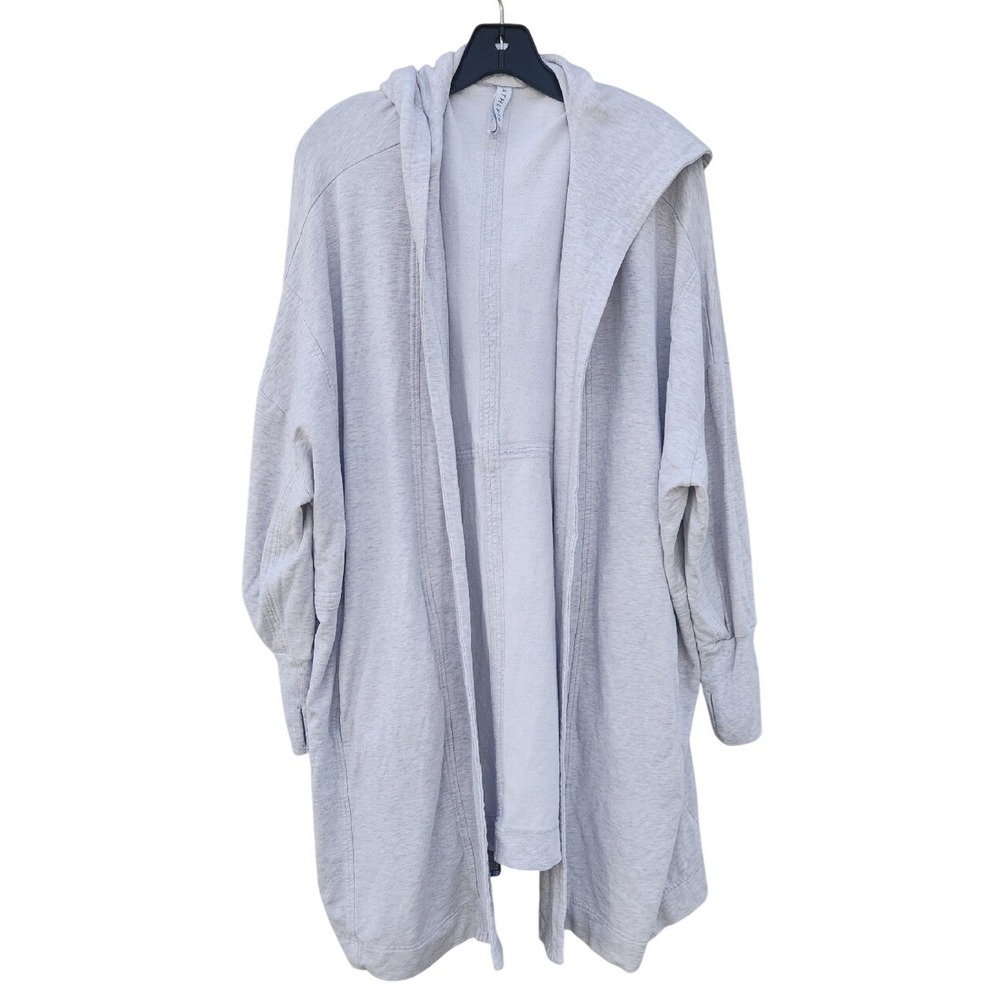 Athleta Hooded Sporty Jersey Cardigan Coastal Ocean Breeze Sea Salt Airy Medium